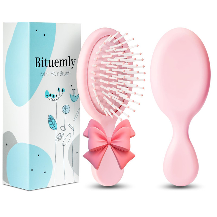 Bituemly Mini Hair Brush, Detangling Hairbrush for Dry and Wet Hair, Small Size Travel Detangler Brush for Girls Boys Kids Women Men for All Hair Typ