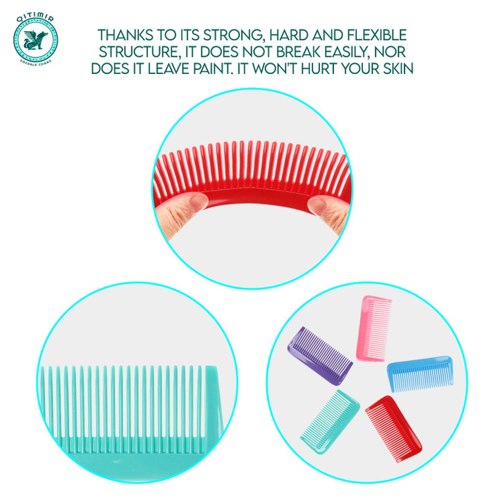 QITIMIR Colorful Fine Tooth Hair Comb Set, Kids comb, Pocket Combs, 5 Colors in Pack, Inc, Hair Combs For Women,Men and Kids, Blue, Red, Green, Purpl