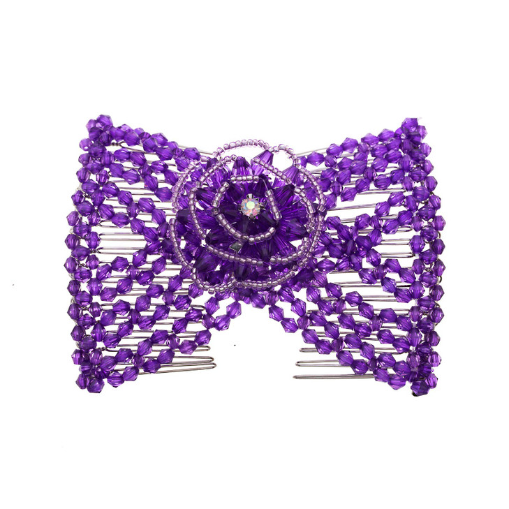 LOVEF 3Pcs Easy Comb Magic Hair Beauty Decoration Double Clip Pearl Stretchy Beaded Hairpin Bow Double Combs Lady in Random Color