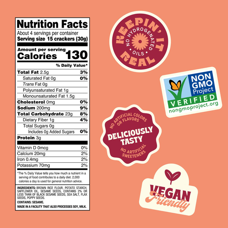 Back to Nature Gluten Free Crackers, Non-GMO Multi-Seed Rice Thins, 4 Ounce