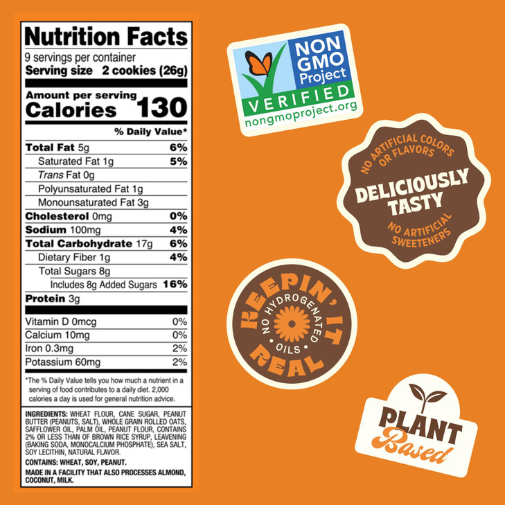 Back to Nature - Peanut Butter Creme Sandwich Cookies - Made with Real Ingredients like Wheat Flower & Whole Grains - Seriously Tasty Snack - Non-GMO