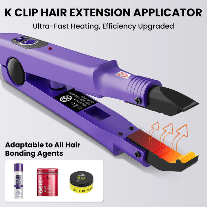 TopWigy Professional Hair Extension Tools,Purple U tip Hair Extensions Tool,Fusion Hair Extensions Temperature Adjustable Melting Tool