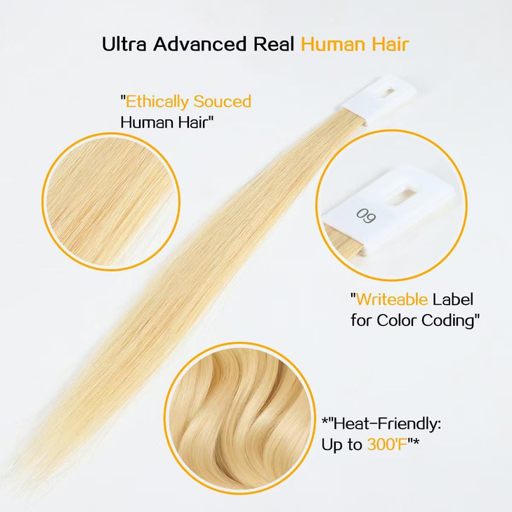 RINBOOOL Hair Swatches for Testing Color, Light Blonde 613 Tone Level 9, Real Natural Remy Human Hair, 30 Strands per Pack, 8 Inches