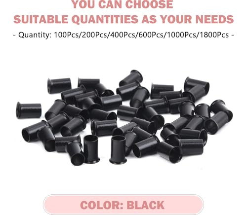 Vlasy Micro Rings Links Beads,3.4mm Microlink Beads Non-Silicone Copper Tubes Microbead for Hair Feathers,I-Tip Hair Extensions (1000Pcs, Black)