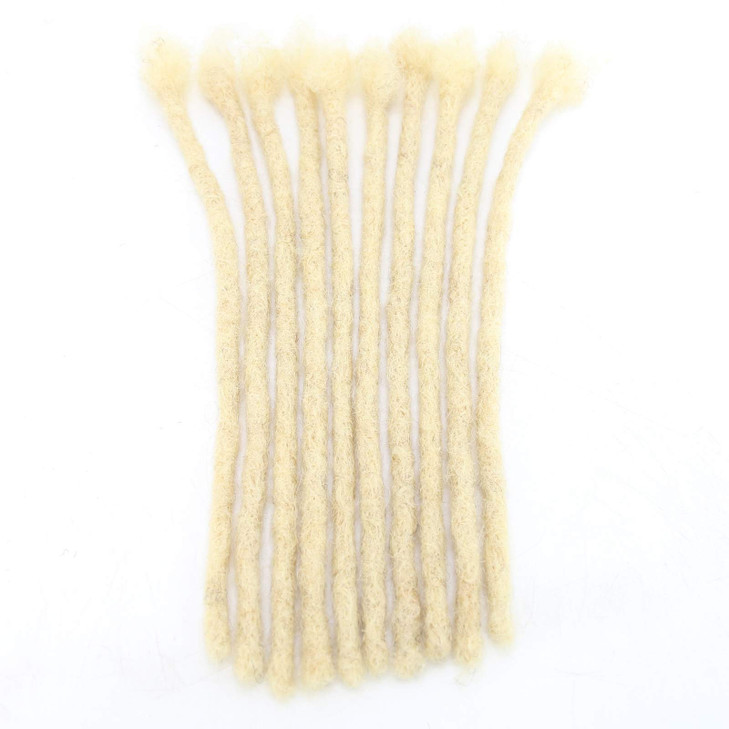 ZigZag Hair Dreadlocks Extensions Human Hair Blonde #613 10inch 10 Strands Handmade 0.6CM Loc Crochet Braiding Decoration for Men/Women Hip-hop Locs