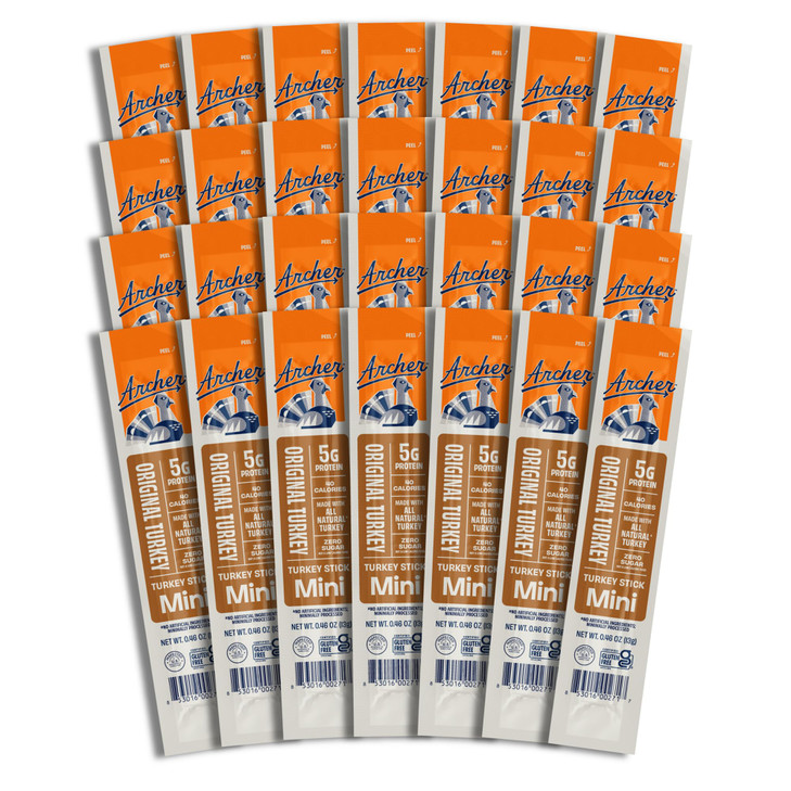 Archer Jerky Mini Turkey Jerky Sticks - All Natural Turkey Sticks, Protein Snack for People, Individually Wrapped Meat Minis, Gluten Free, Keto, Orig