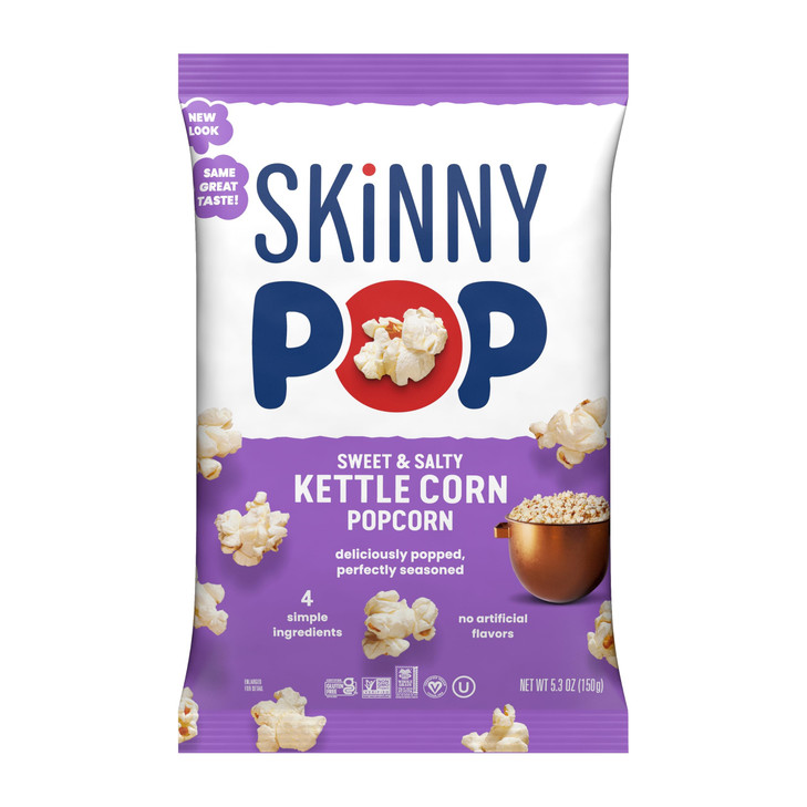 SkinnyPop Popcorn, Sweet & Salty Kettle, Whole Grain, Dairy-Free Snack, 5.3oz Bag