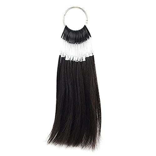 30 strands/set 100% Human Hair Swatches Testing Color Rings for Human Hair Extensions and Salon Hairdressing Hair Dyeing Sample (Black)