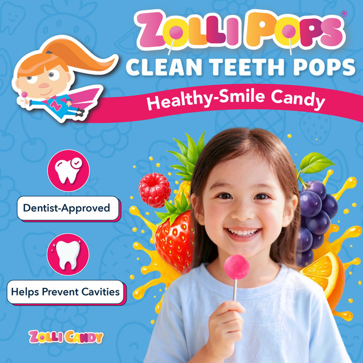 Zollipops Clean Teeth Lollipops - AntiCavity Sugar Free Candy for a Healthy Smile Great for Kids, Diabetics and Keto Diet. Natural Fruit Variety, 3.1