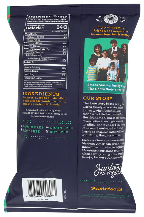 Siete Potato Chips Sea Salt Vinegar 5.5 OZ