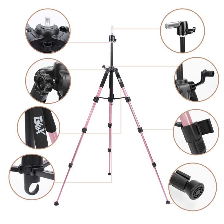 GEXWORLDWIDE GEX 55" Mannequin Tripod Stand Canvas Block Training Doll Manikin Head Wig Stand for Cosmetology Hairdressing (Rose Gold)
