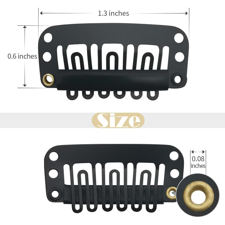 Dreamlover Wig Clips to Secure Wig, Clips for Hair Extensions, 6 Teeth, 30 Pieces Black