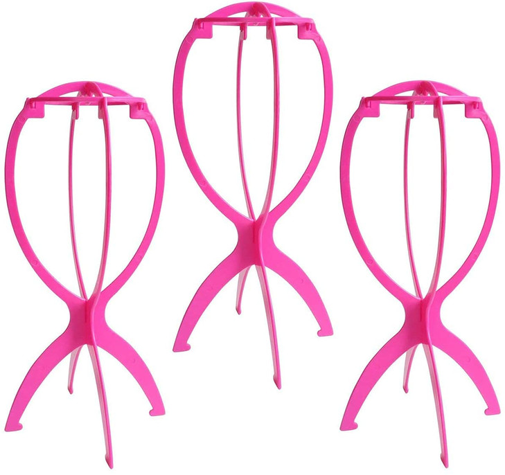 Dreamlover Wig Head Stand, Wig Holder, Hot Pink, 3 Packs