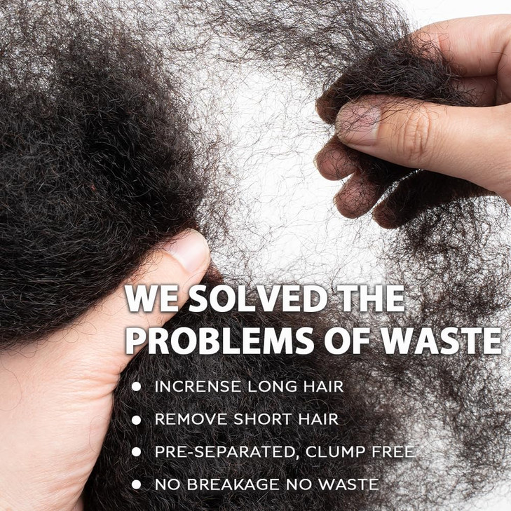 FASHION IDOL Afro Kinkys Bulk Human Hair for Dreadlock Extensions Loc Repair Braiding Twist Tight Afro Kinky Human Hair for Loc 3 Packs 150 Gram Dark