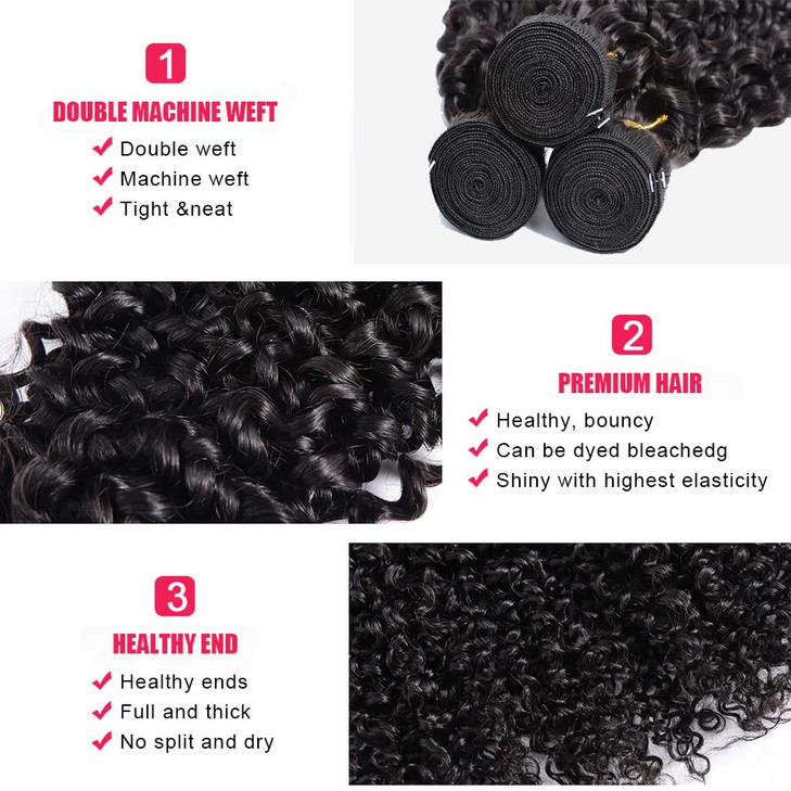 Kinky Curly Bundles 12A Virgin Brazilian Human Hair Bundles 18 20 22 Inch Natural Black Curly Weave Hair for Women