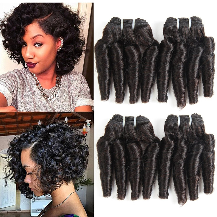 Molefi Brazilian Funmi Hair Loose Wave 4 Bundles Burmese Curly Bundles Human Hair Short Curly Weave 9A Unprocessed Brazilian Human Hair Extensions 50