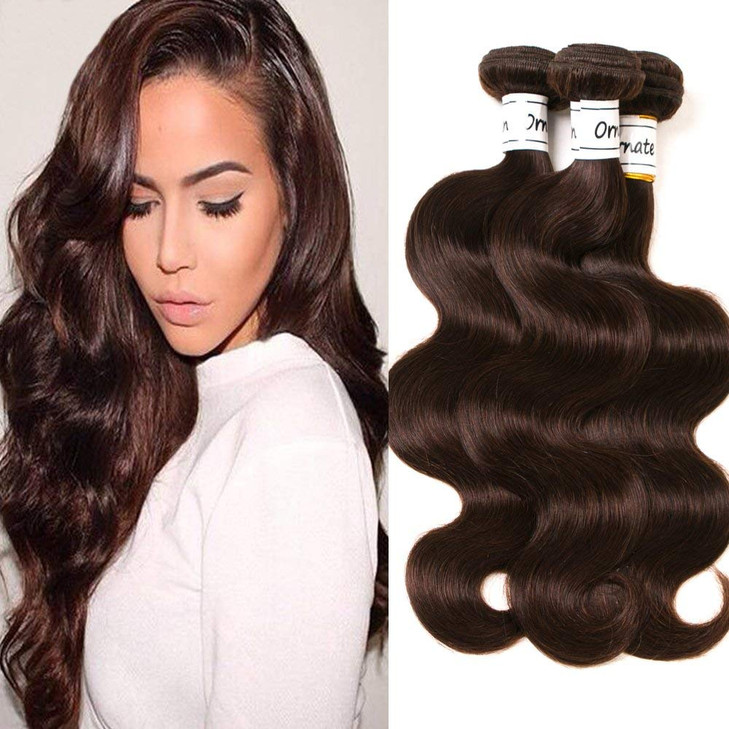 Dark Brown Bundles Human Hair Brazilian Straight Hair Extensions Sew In 9A Grade Virgin 100% Unprocessed Remy Human Hair Weave Extensions (Body 2#, 1