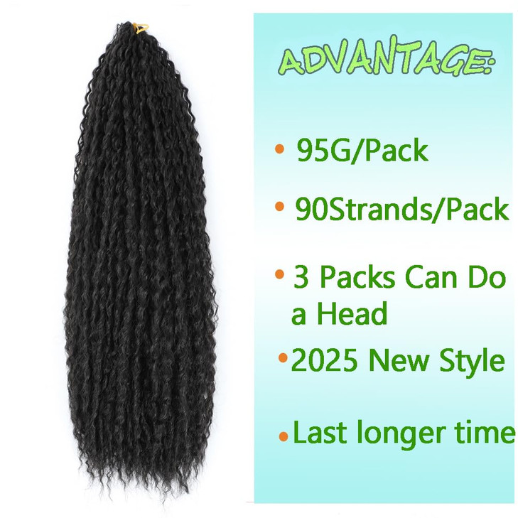 Deep Twist Braiding Hair Extension 3 PACKS Afro Kinky Curly Crochet Braids Hair Soft Deep Water Wave Crochet Hair For Black Women Marley Twist Braidi