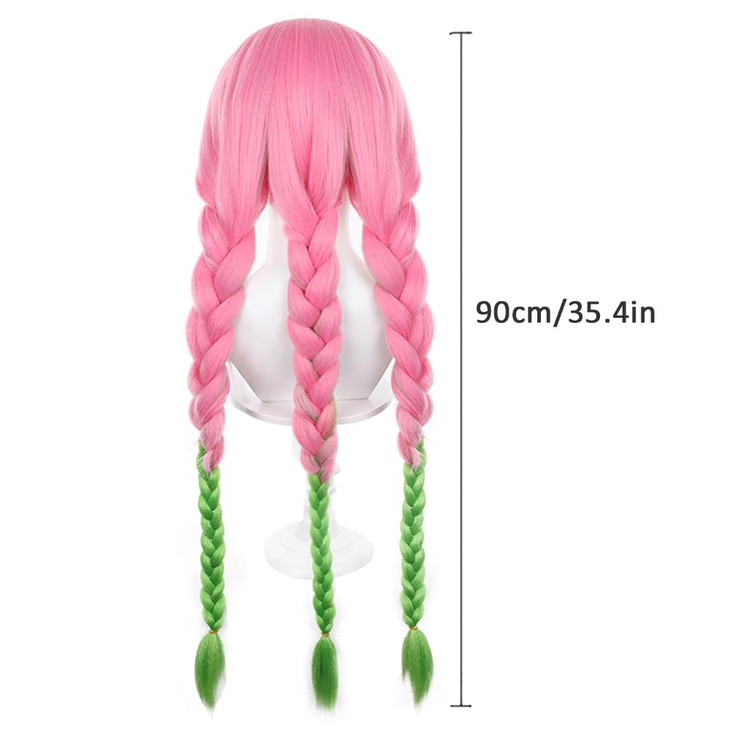 ZGNGLIZ Anime Cosplay Wig Long Short Synthetic Hair for Halloween Costume Party with Free Wig Cap (Long Pink and Green)