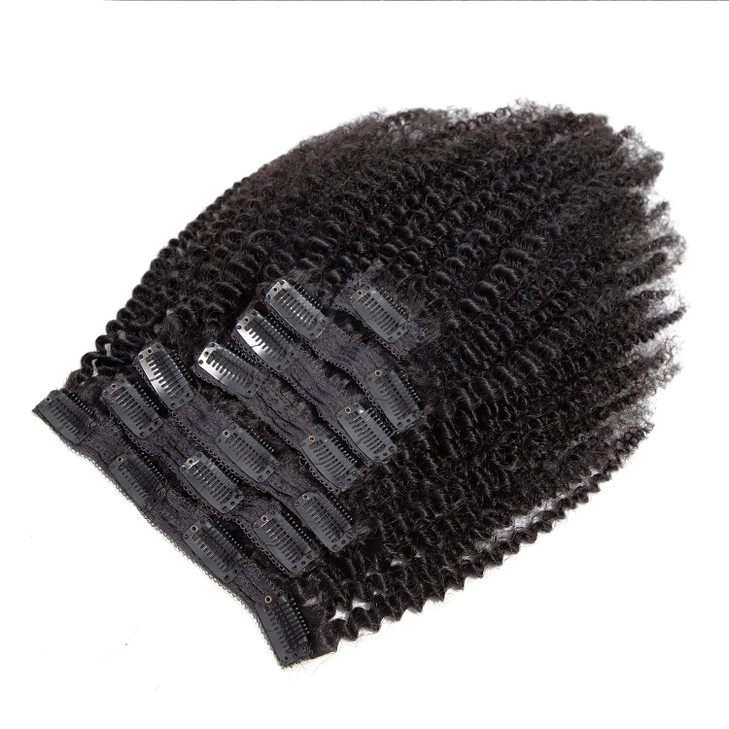 Kinky Curly Clip in Hair Extensions Real Human Hair 3C 4A Human Hair Clip in Extensions Double Weft Afro Kinky Curly Clip ins for Black Women Natural