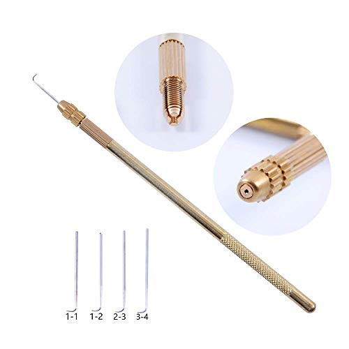4 Pcs Ventilating Needles +1 Brass Ventilating Holder for Make and Repair Lace Wig