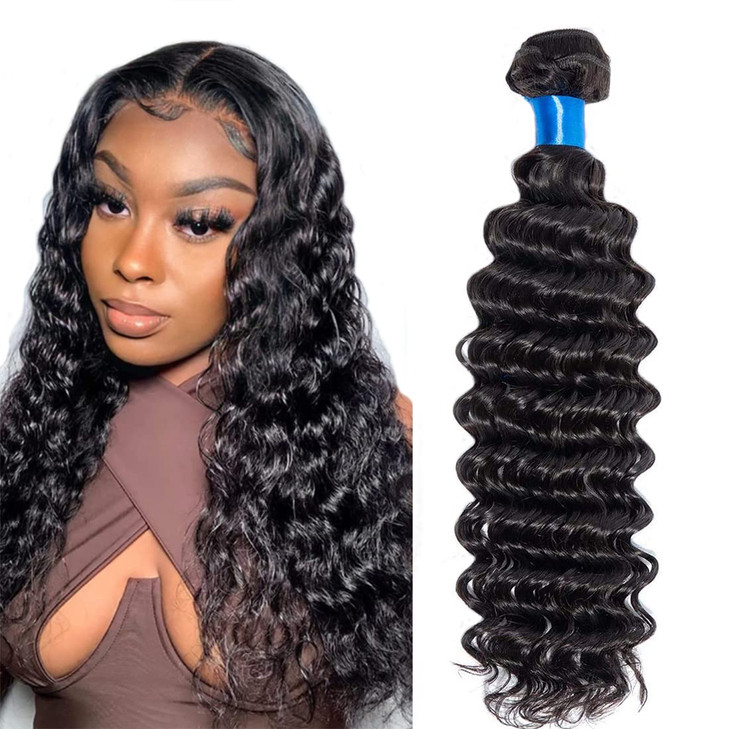 Cranberry Hair Deep Wave Bundles Human Hair 18 Inch Virgin Human Hair Extension Deep Curly Hair Bundles Real Human hair Bundles Deep Wave Natural Bla