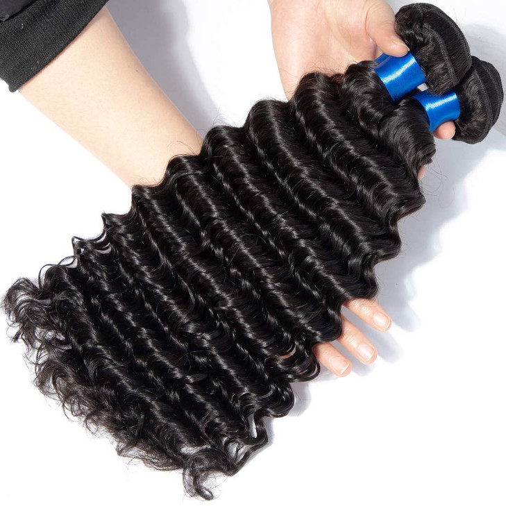 Cranberry Hair Deep Wave One Bundle Human Hair 24 Inch 100% Unprocessed Virgin Human Hair Wet and Wavy Bundles Double Weft Natural Black