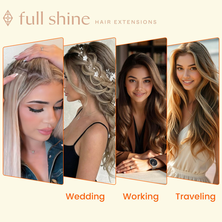 Full Shine Tape in Hair Extensions Human Hair 16Inch Seamless Tape in Extensions Color 8 Light Brown Ombre 60 Platinum Blonde and 18 Ash Blonde Remy