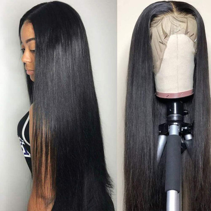 Subella 13x5 Lace Front Wigs Human Hair Pre Plucked with Baby Hair Bleached Knots 12A 180% Density Brazilian Straight Lace Frontal Wigs for Black Wom