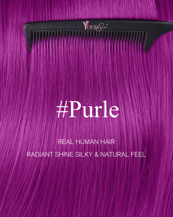 YoungSee Tape in Hair Extensions Purple Human Hair Tape in Extensions Purple 22In Colorful Tape on Hair Extension Real Human Hair Long-Hair Colored f