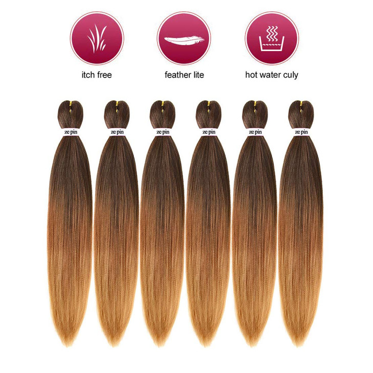 Pre Stretched Braiding Hair 22 Inch 6 Packs Professional Soft Yaki braiding Hair For Braids Hot Water Setting Synthetic Crochet Hair Extensions (T1B/