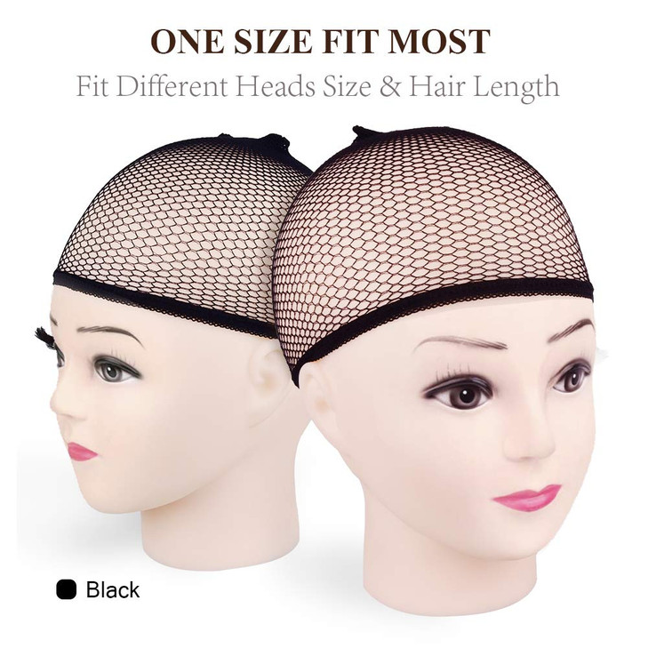 MORGLES 6PCS Wig Cap Non Slip, Black Mesh Net Wig Caps for Women Men, Weaving Hair Net Close End Fishnet