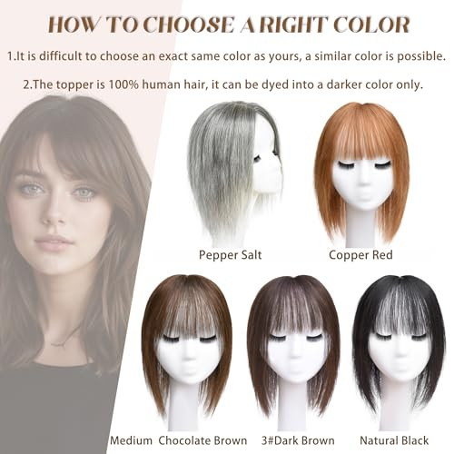 viviaBella Clip in Human Hair Toppers Seamless Hairpiece for Women Thick Silk Base Topper for Thicking Hair (Natural Black, 5.1"×5.1" 12inch)