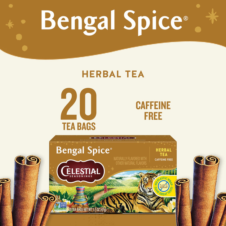 Celestial Seasonings Bengal Spice Herbal Tea, Caffeine Free, 20 Tea Bags Box (Pack of 6)