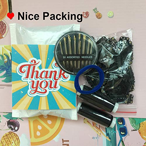 50Pcs Wig Clips 32mm Snap Clips For hair Extensions I Shape Hair clips Tools 6 Teeth Black Color Hair Extension 30 clips Assorted Sewing Needles and