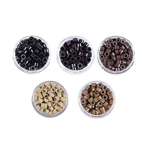 2500 Pcs/lot Silicone Lined Micro Links Ring Beads Hair Feather Extensions 5.0X3.0X3.0mm Hair Beads