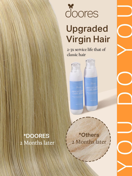 DOORES Tape in Human Hair Extensions Balayage Light Blonde Highlighted Golden Blonde 20pcs 50g Silky Straight Real Hair Extensions Tape in Skin Weft