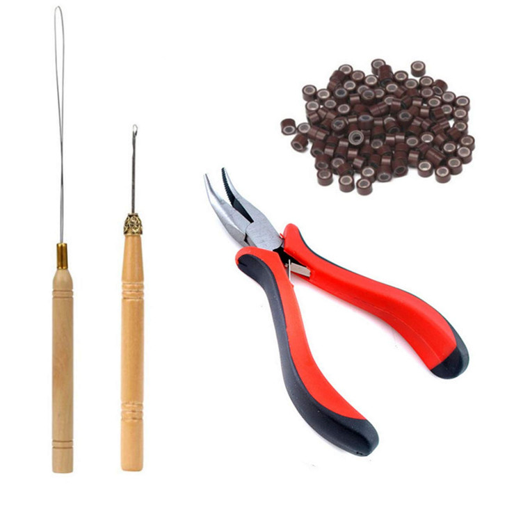 Orgrimmar Hair Extension Remove Pliers Pulling Hook 500 PCS Micro Silicone Rings Bead Device Tool Kits for Professional Hair Styling Tools Accessory
