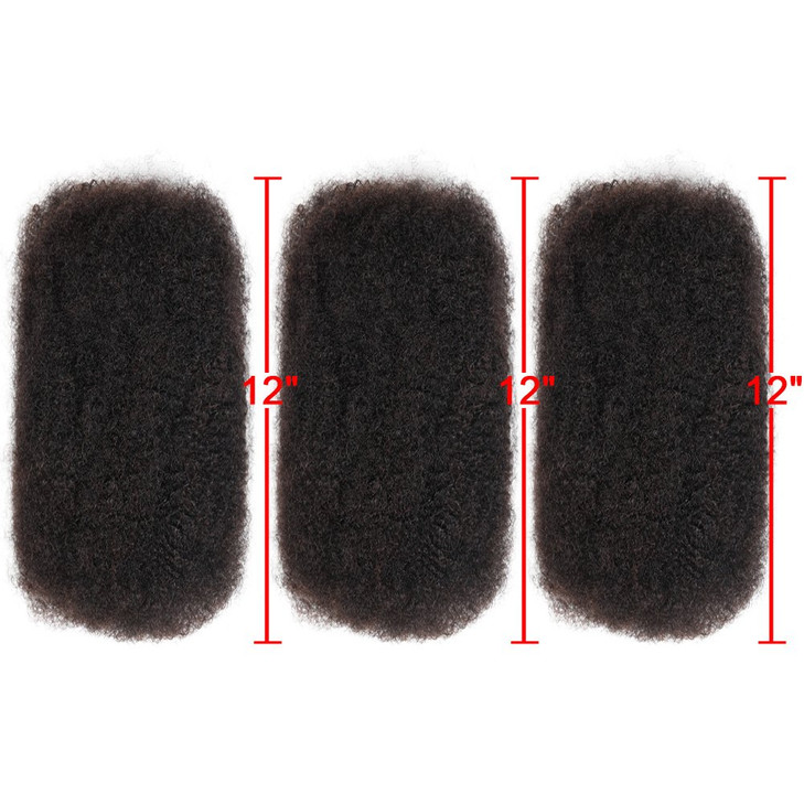 Style Icon 3 Bundles Afro Kinkys Bulk Human Hair (12"/12"/12", Natural Black) - Afro Twist Braids - Kinky Curly Extensions - Dreadlocks - Loc Braidin