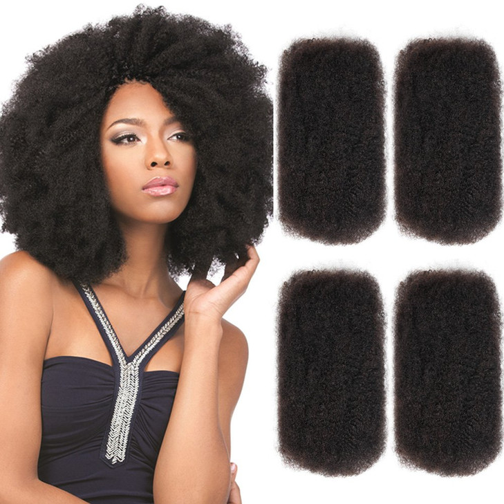 Style Icon 4 Bundles Afro Kinkys Bulk Human Hair (20"/20"/20"/20", Natural Black) - Afro Twist Braiding Hair - Curly Hair Extensions for Dreadlocks L