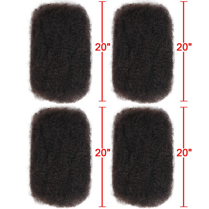 Style Icon 4 Bundles Afro Kinkys Bulk Human Hair (20"/20"/20"/20", Natural Black) - Afro Twist Braiding Hair - Curly Hair Extensions for Dreadlocks L