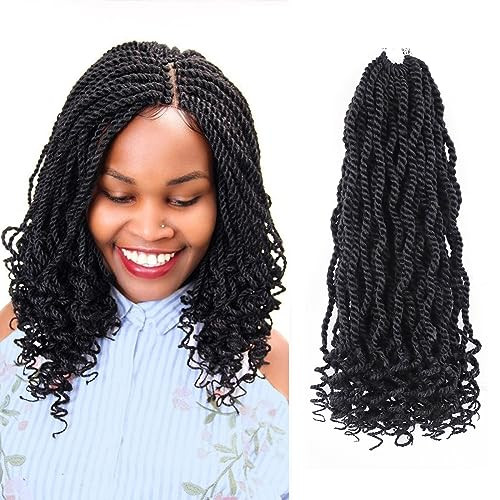 Aeagoo Senegalese Twist Crochet Hair 12 Inch 8 Packs Crochet Braids for Black Women Pre Looped Short Kinky Twist Micro Braids Crotchet Braiding Hair