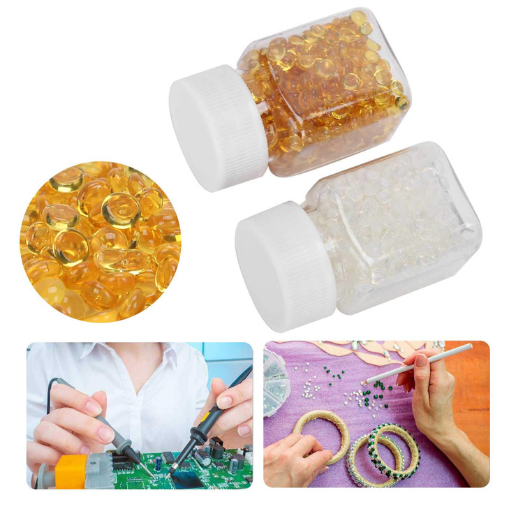 Clear Granule Beads Hair Extension, Glue Bead for Granule Hot Fusions Extension Glue Bead Accessory,Glue Tips for Nail Art 50G X 2 Bottles