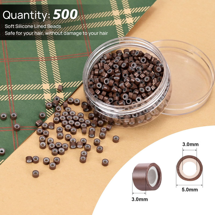 NEWISHTOOL Hair Extension Tool Kit - Silicone Micro Beads, Stainless Steel Beads Plier, Metal Bead Threader and Needle Pulling Hook for Beading Hair