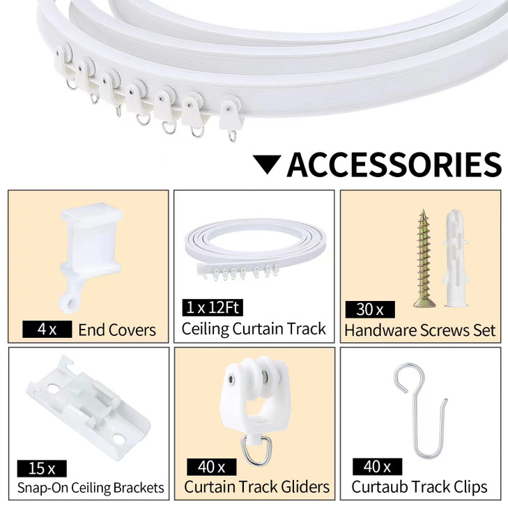 Flexible Bendable Ceiling Curtain Track, 5m (16.4ft), Ceiling Track Ceiling Mount, for Curtain Track with Track Curtain System, RV Curtain Spacer,