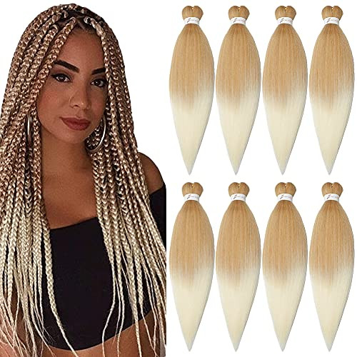 ShowCoco 8 Packs Pre-stretched Braiding Hair 26" Ombre Braiding Hair Hot Water Setting Synthetic Fiber Crochet Braiding Hair Ombre (26Inch,#27/613)