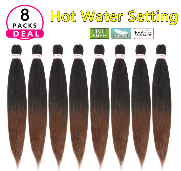 BEFUNNY Braiding Hair,Pre Stretched Braiding Hair, 24 Inch 8 Packs Ombre Prestretched Hair For Crochet Box Braids,Professional Itch Free Synthetic Ha