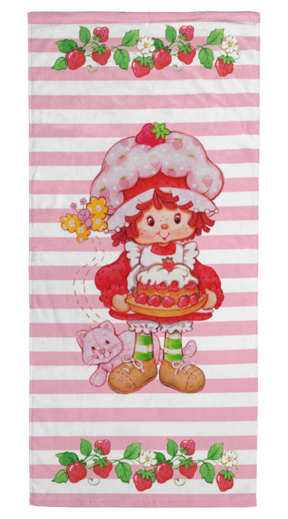 Jay Franco Strawberry Shortcake Bath Pool Beach Towel - Super Soft and Absorbent 100% Cotton Towel, Measures 28 x 58 Inches