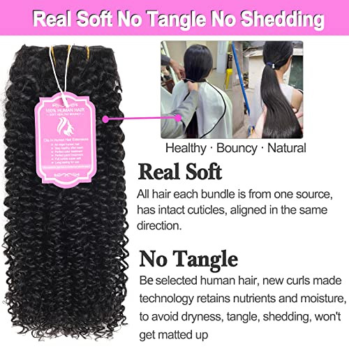 Rolisy Kinky Curly Clip In Hair Extensions Human Hair 12 Inch Curly Hair Extensions Clip In Human Hair for Black Women 3C 4A 4B Afro Kinky Curly Hair