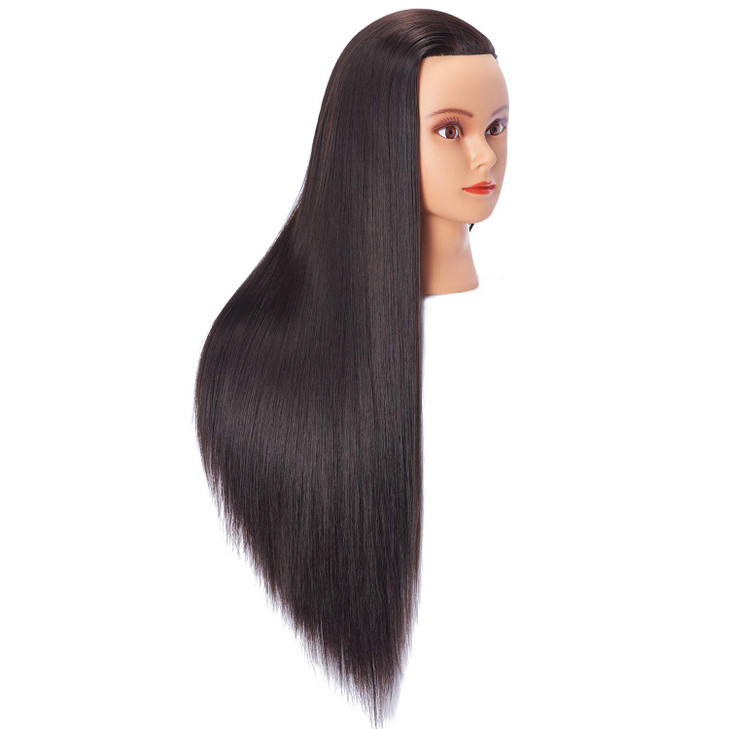 Hairlink 26-28'' Mannequin Head Synthetic Fiber Long Hair Styling Training Head Dolls for Cosmetology Manikin Maniquins Practice Head with Clamp Stan